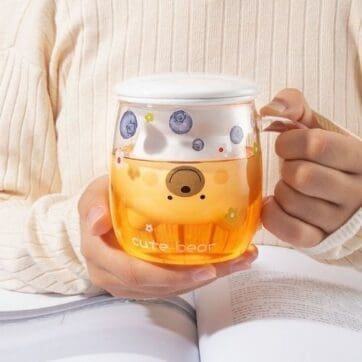 Taza vidrio con infusor osito
