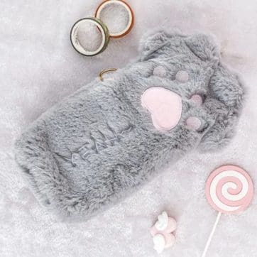 Estuche pata de gatito Gris