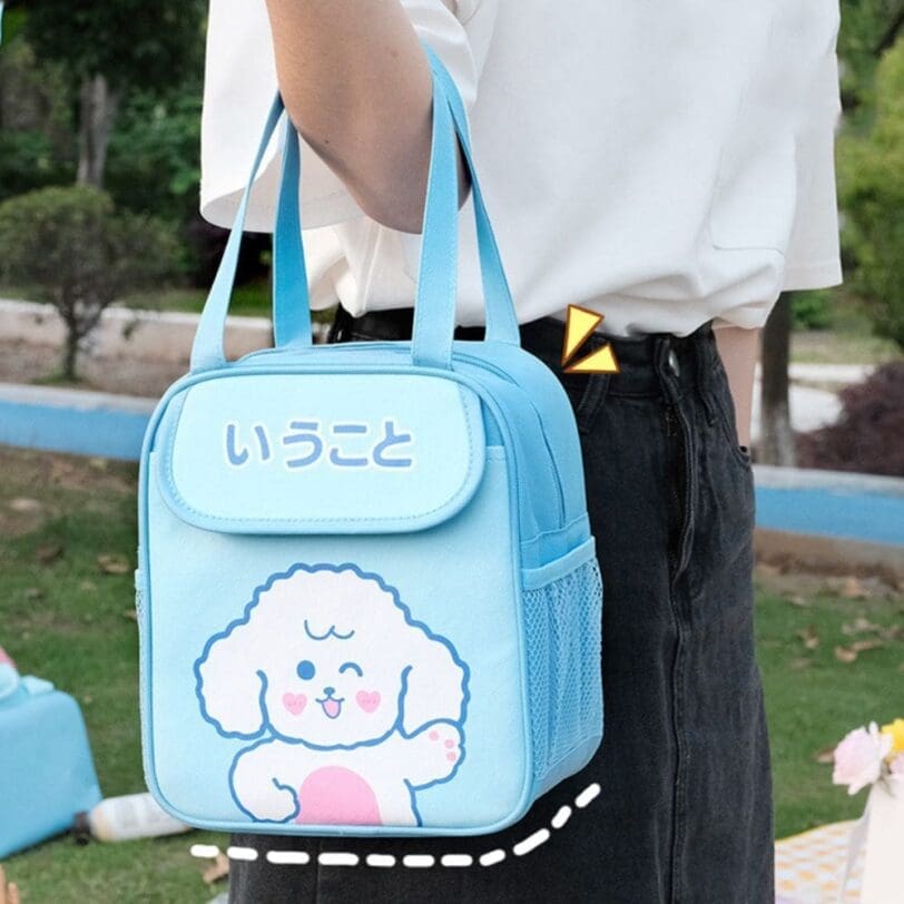 Lonchera Cute color celeste diseño ovejita - Imagen 2